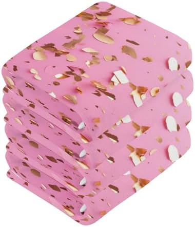 Rose Gold Fireworks Washcloth Set Soft Reusable Absorbent 12x12