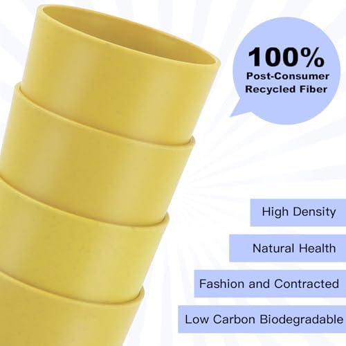 Homienly Reusable 8-Piece 12oz Yellow Wheat Straw Cups Microwave Dishwasher-Ready Unbreakable