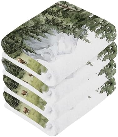 Green Trees and Pines Washcloth Set - Eco-Friendly Absorbent Durable