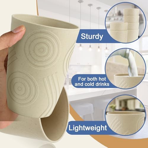 BUSOKIP Wheat Straw Cups 6 PCS Set 16 Oz Reusable