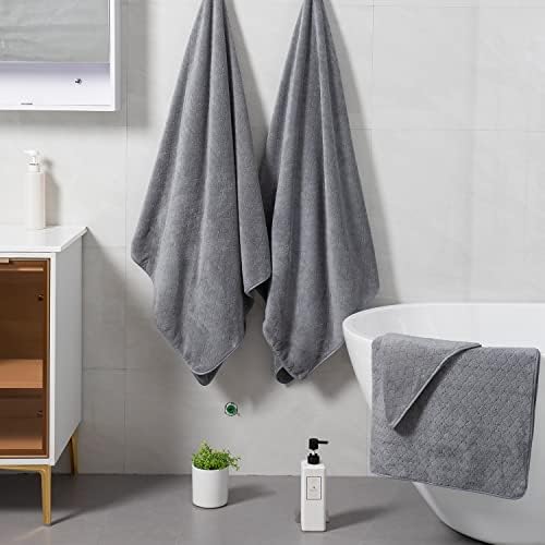 Ycosy 4-Piece Gray Bath Towel Set 35x70 Inches