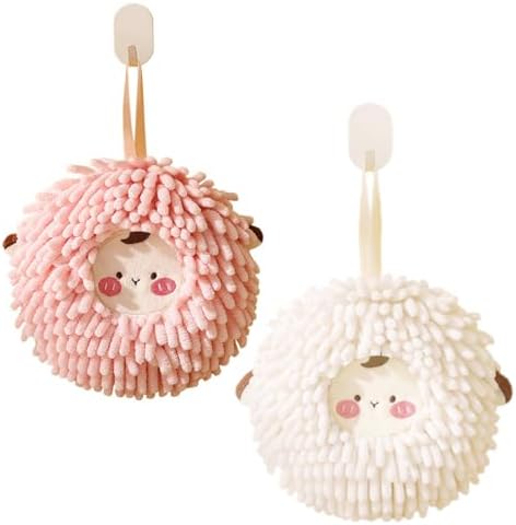 FHDUSRYO 2-Pack Fuzzy Ball Hand Towels Soft Durable Kitchen Bathroom Use