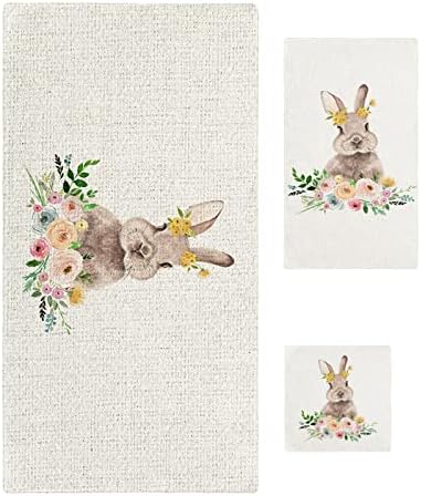 Boanket Watercolor Brown Bunny 3-Piece Towel Set