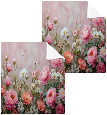 Yettasbin Peony Flower Washcloths 2 Pack