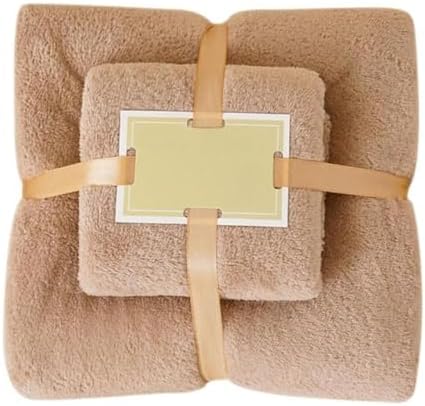 Lightweight Cotton Bath Towels Set Khaki Brown