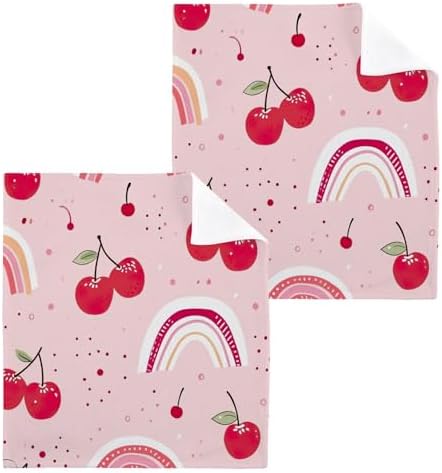 Cherry Rainbow Washcloth 2-Pack 12x12 High-Quality Cotton