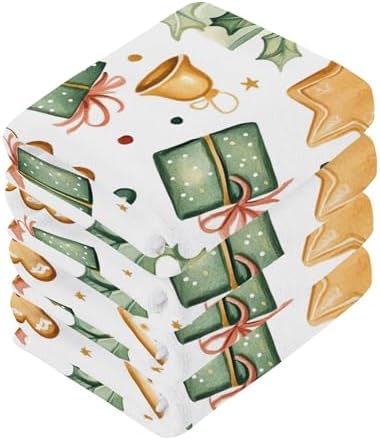 Xigua Cute Christmas Pattern Washcloths Set of 2 12 X 12 Inch