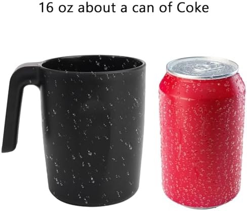 Homienly 6-Piece Reusable Wheat Straw Cups with Handle Black