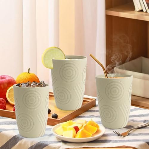 BUSOKIP Wheat Straw Cups 6 PCS Set 16 Oz Reusable