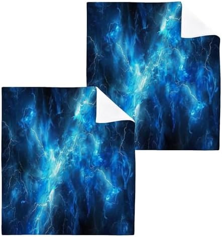 Xigua Blue Lightning Washcloths Set of 2 12x12 Inch