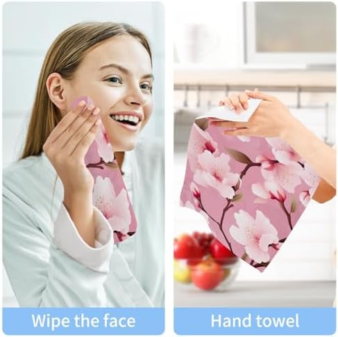 Cherry Blossoms Washcloth Set Soft Reusable Face Towels