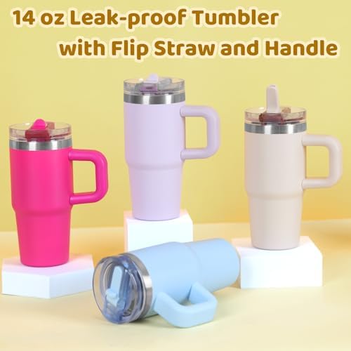 14 oz Tumbler for Kids with Detachable Flip Straw Lid and Handle
