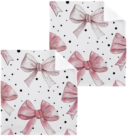 YETTASBIN Bow Pink Washcloths 2 Pack
