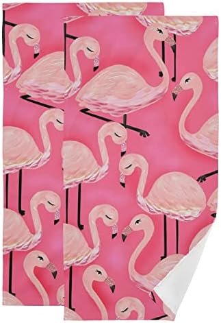 Two-Piece Pink Flamingo Hand Towels for Bathroom More
