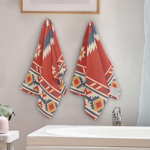 Unique Geometric Red Bath Towels