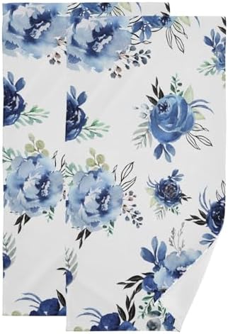 HUAZHIKOU Spring Navy Floral Hand Towels