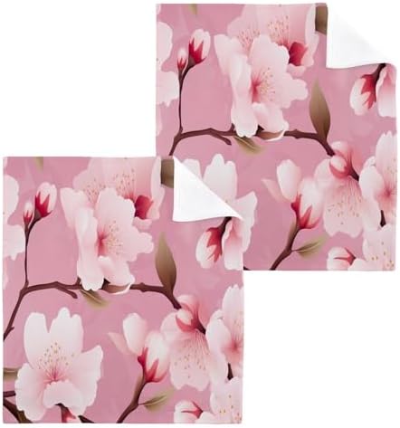 Cherry Blossoms Washcloth Set Soft Reusable Face Towels