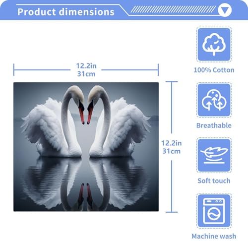 Swan-Shape Washcloths Reusable Soft Cotton Face Bath Towels 12x12 Washable