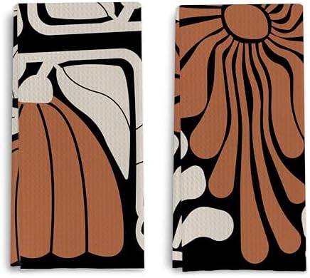 Premium 70s Groovy Floral Hand Towels 16x24 Set