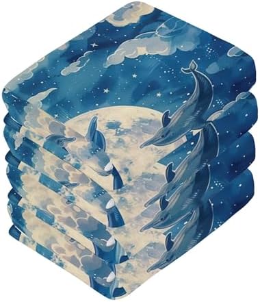 Xigua Dolphin Jumping Washcloths Set 12x12inx2 Soft Machine Washable