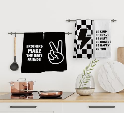NOQL Black White Checkered Towels Set