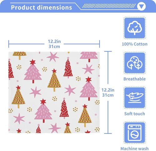 Xigua Cartoon Christmas Tree Washcloths Set of 2 - 12x12 Inch