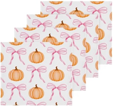 Xigua Pumpkin Cute Bow Washcloths Set of 2 12 x 12 Inch