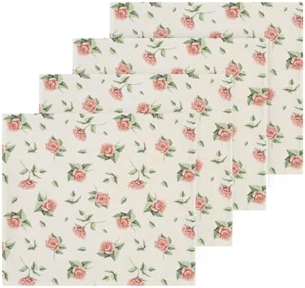 Vintage Rose Beige Four-Piece Washcloth Set