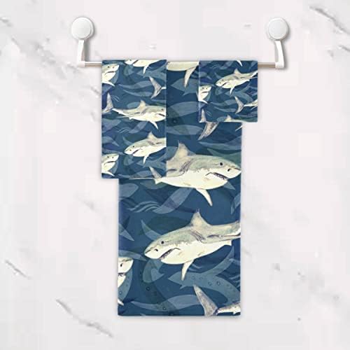 DOMIKING Shark Ocean Bath Towel Set of 3