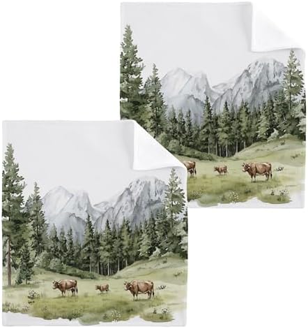 Green Trees and Pines Washcloth Set - Eco-Friendly Absorbent Durable