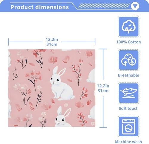 Xigua White Rabbits Washcloth Set - Super Cute Durable Fast-Drying