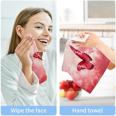 Soft Reusable Pink Butterfly Washcloths
