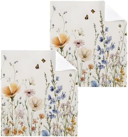 Xigua Wildflowers Washcloths Set of 2 12x12 Inch 1