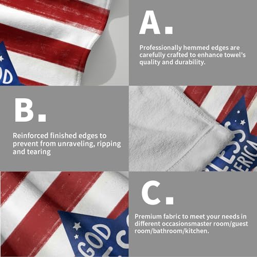 2 x USA Flag Towels Red Stripes Blue Star Patriotic Face Towels
