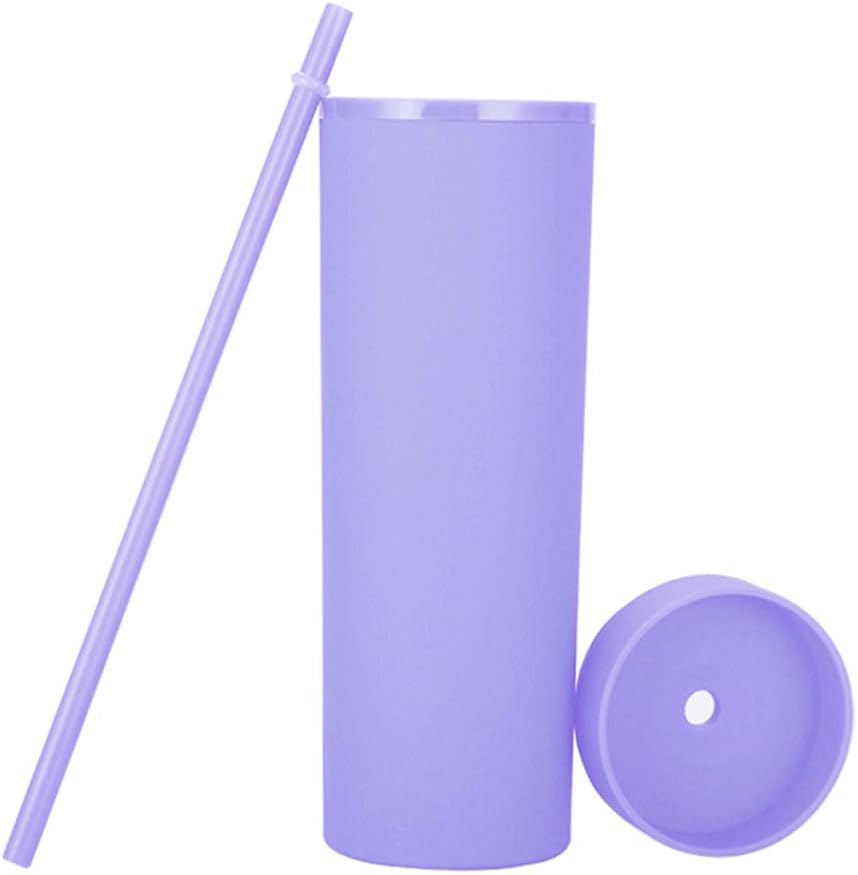 Matte Skinny Tumblers with Lids and Straws 16oz Bulk