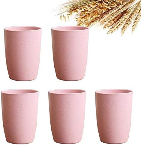 5-Pack Wheat Straw Reusable Tumbler Pink