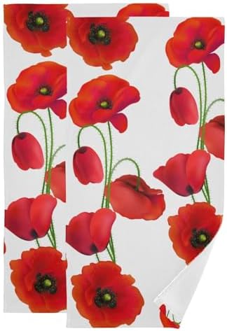 Vibrant Red Poppy Hand Towels