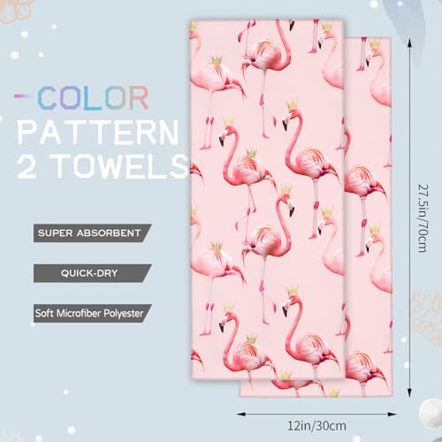 AmePay Cute Pink Flamingo Hand Towel Set