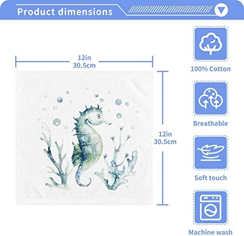 Susiyo Seahorse Cotton Wash Cloths - 12x12 for Face Hand