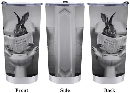 Low Profile Rabbit Tumbler Insulated Travel mug with Straw and Brush