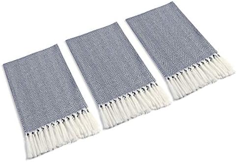 Detachable Tassels Hypoallergenic Cotton Hand Towels for Bath More 3-Pack