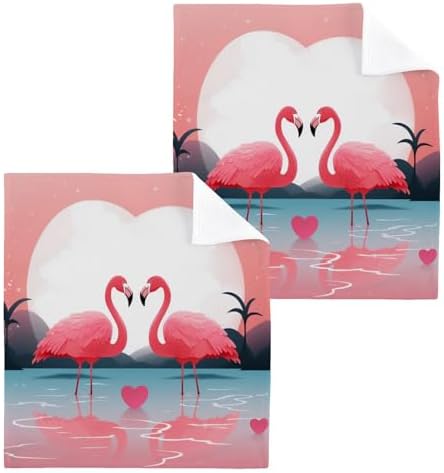 YETTASBIN Flamingo Washcloths 2 Pack Soft Cotton Face Towels 1