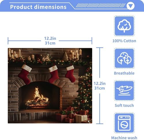 Xigua Christmas Tree fireplace washcloth set 12 inch