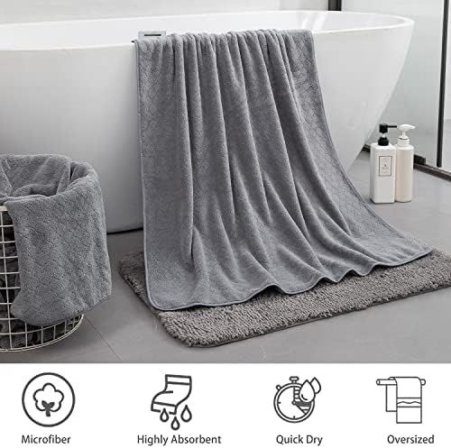 Ycosy 4-Piece Gray Bath Towel Set 35x70 Inches