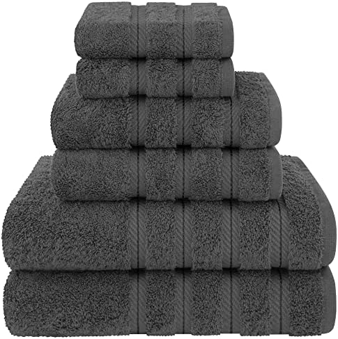 American Soft Linen MediumLarge Unisex Robe 6-Piece Towel Set Bundle Boho Vibes