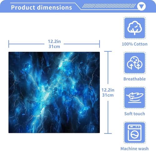Xigua Blue Lightning Washcloths Set of 2 12x12 Inch