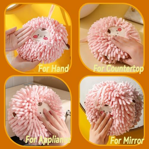 FHDUSRYO 2-Pack Fuzzy Ball Hand Towels Soft Durable Kitchen Bathroom Use