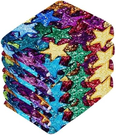 Xiuga Rainbow Colors Star Washcloth Set