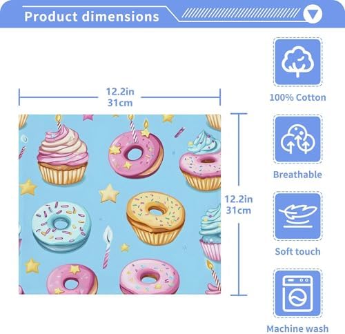 Xigua Cupcakes Washcloths Set of 2 - 12x12 Inch