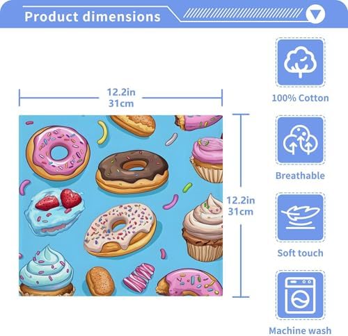 Xigua Cupcakes Washcloths Set of 4 12x12 Inch